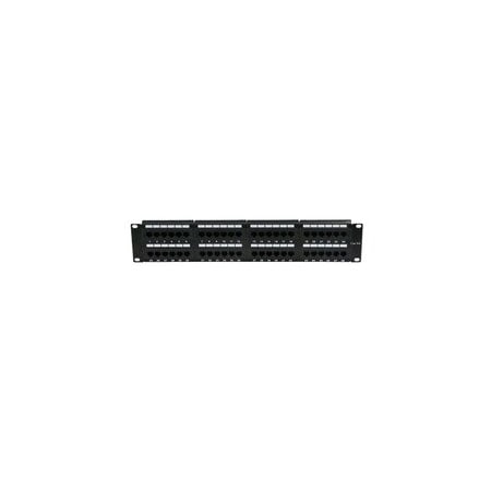 Cable Wholesale Rackmount 48 Port Cat6a Patch Panel, 19 inch horizontal, 110 Type, 568A & 568B Compatible, 2U 69BK-16048
